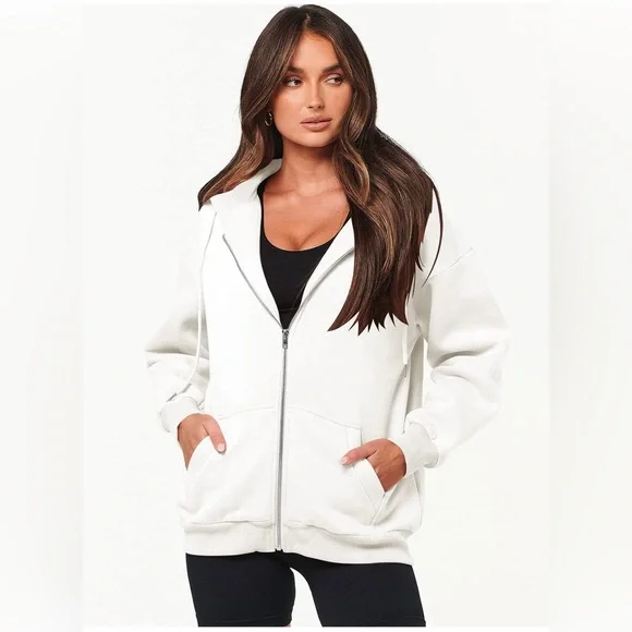 ANRABESS Women's Oversized Zip Up Hoodie Y2K Casual Drawstring Jacket NW… - Picture 6 of 10